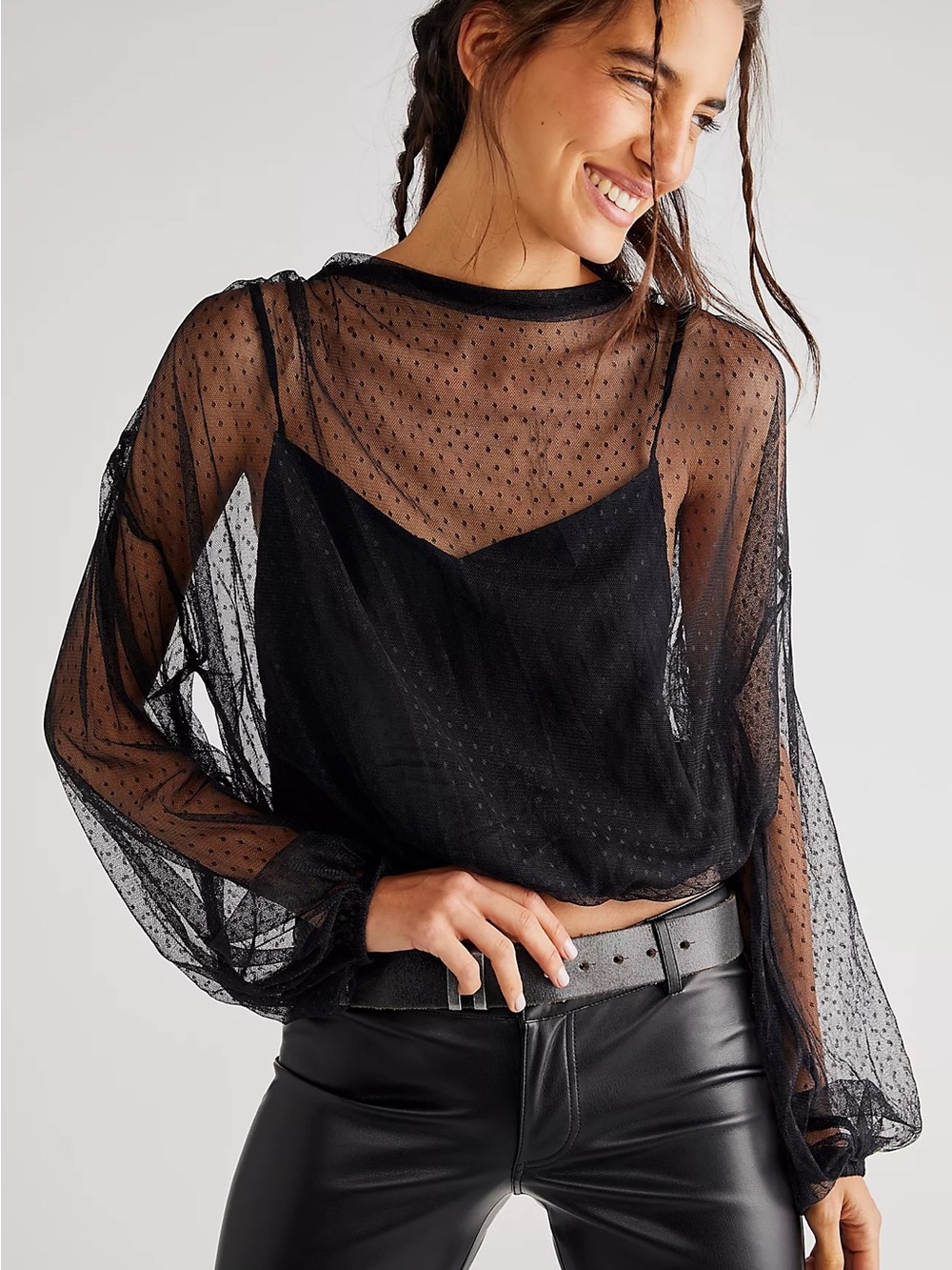 Green Ellie Mesh Long Sleeve Free People